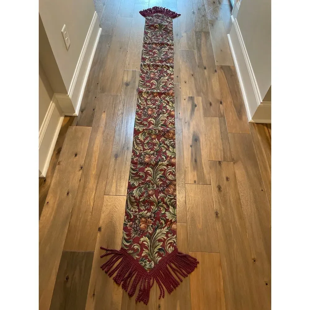 JCPenney Home Collection Tapestry Table Runner 114 Inches Burgundy Sage Gold